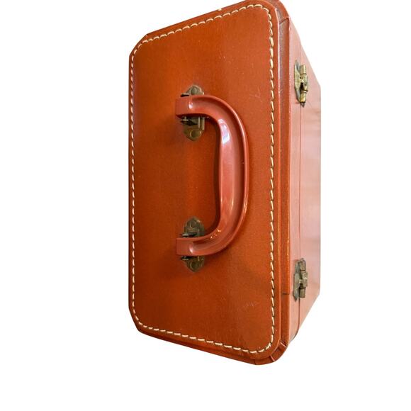 Vintage Luce Faux Leather Vanity Case Travel Cosmetics Organizer Brown - Picture 5 of 7